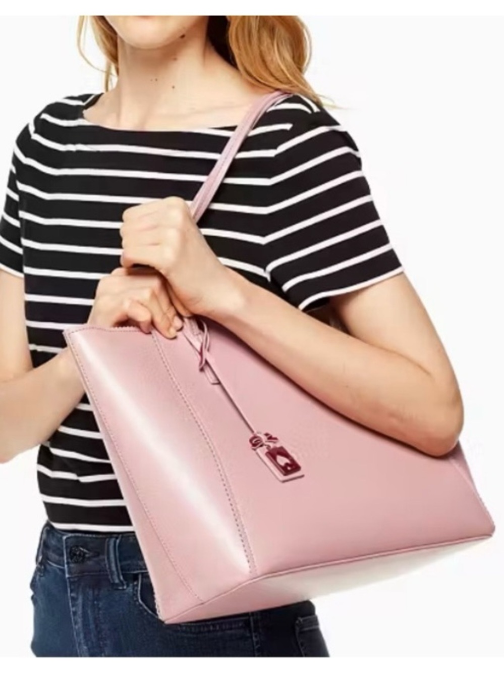 Kate Spade Ivy Drive Large Loryn Leather Tote Bag Pink Purse - Picture 2 of 16